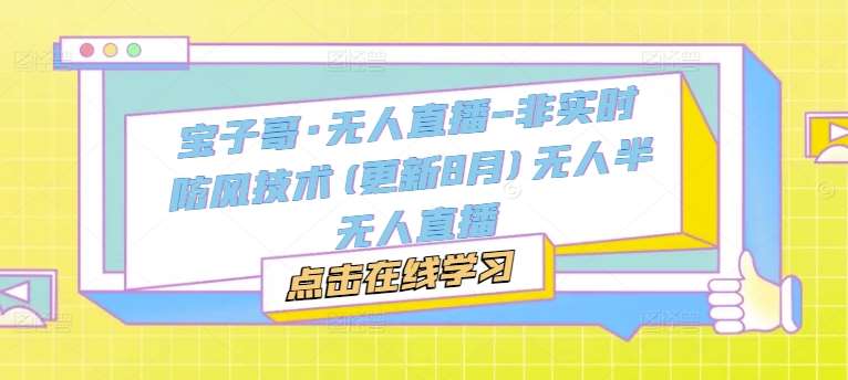 宝子哥·无人直播-非实时防风技术(更新8月)无人半无人直播-领学通