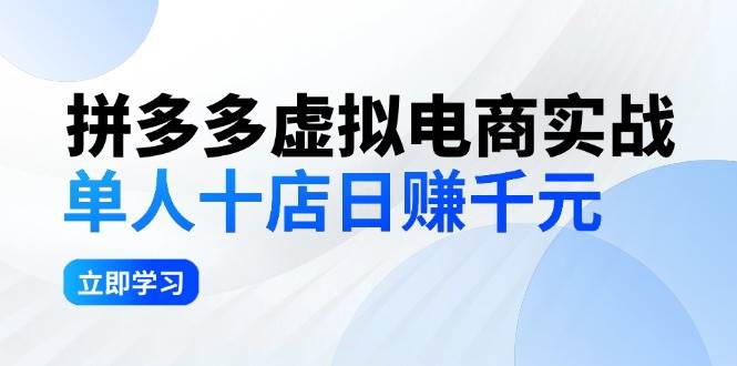 （12326期）拼夕夕虚拟电商实战：单人10店日赚千元，深耕老项目，稳定盈利不求风口-领学通