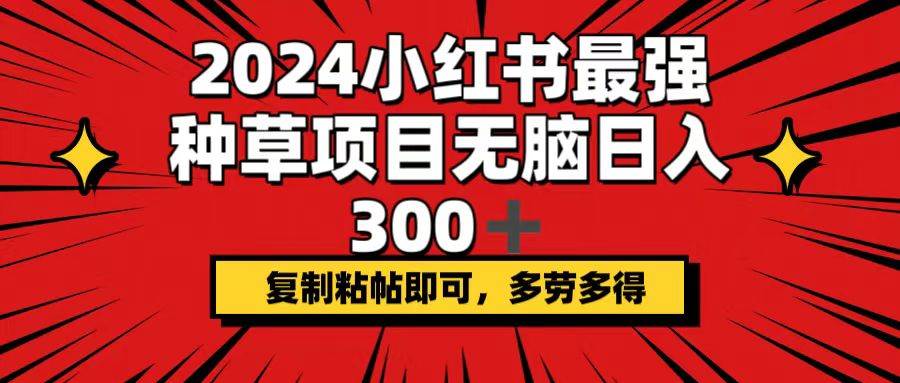 （12336期）2024小红书最强种草项目，无脑日入300+，复制粘帖即可，多劳多得-领学通