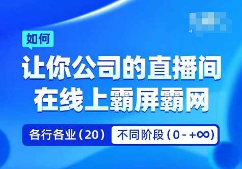 企业矩阵直播霸屏实操课，让你公司的直播间在线上霸屏霸网-领学通