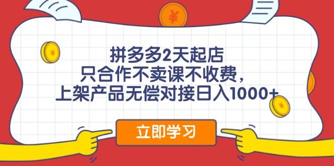 （12356期）拼多多0成本开店，只合作不卖课不收费，0成本尝试，日赚千元+-领学通