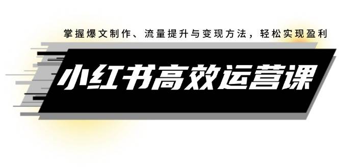 （12369期）小红书高效运营课：掌握爆文制作、流量提升与变现方法，轻松实现盈利-领学通