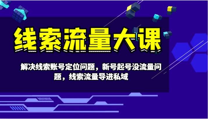 线索流量大课-解决线索账号定位问题，新号起号没流量问题，线索流量导进私域-领学通