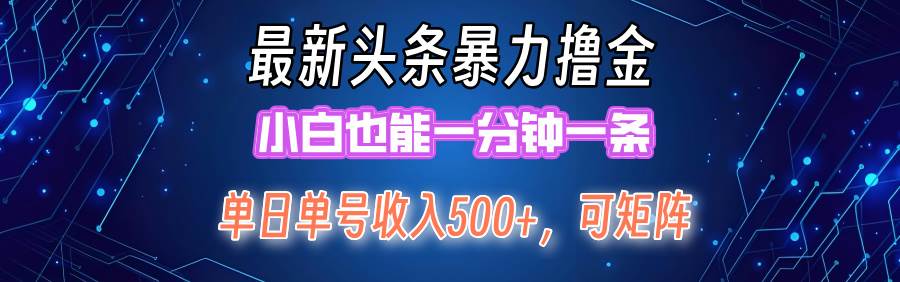 （12380期）最新暴力头条掘金日入500+，矩阵操作日入2000+ ，小白也能轻松上手！-领学通