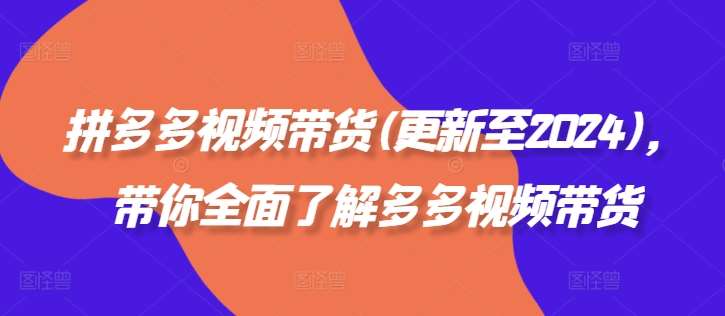 拼多多视频带货(更新至2024)，带你全面了解多多视频带货-领学通