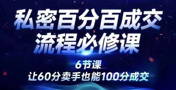 私密百分百成交流程线上训练营，绝对成交，让60分卖手也能100分成交-领学通
