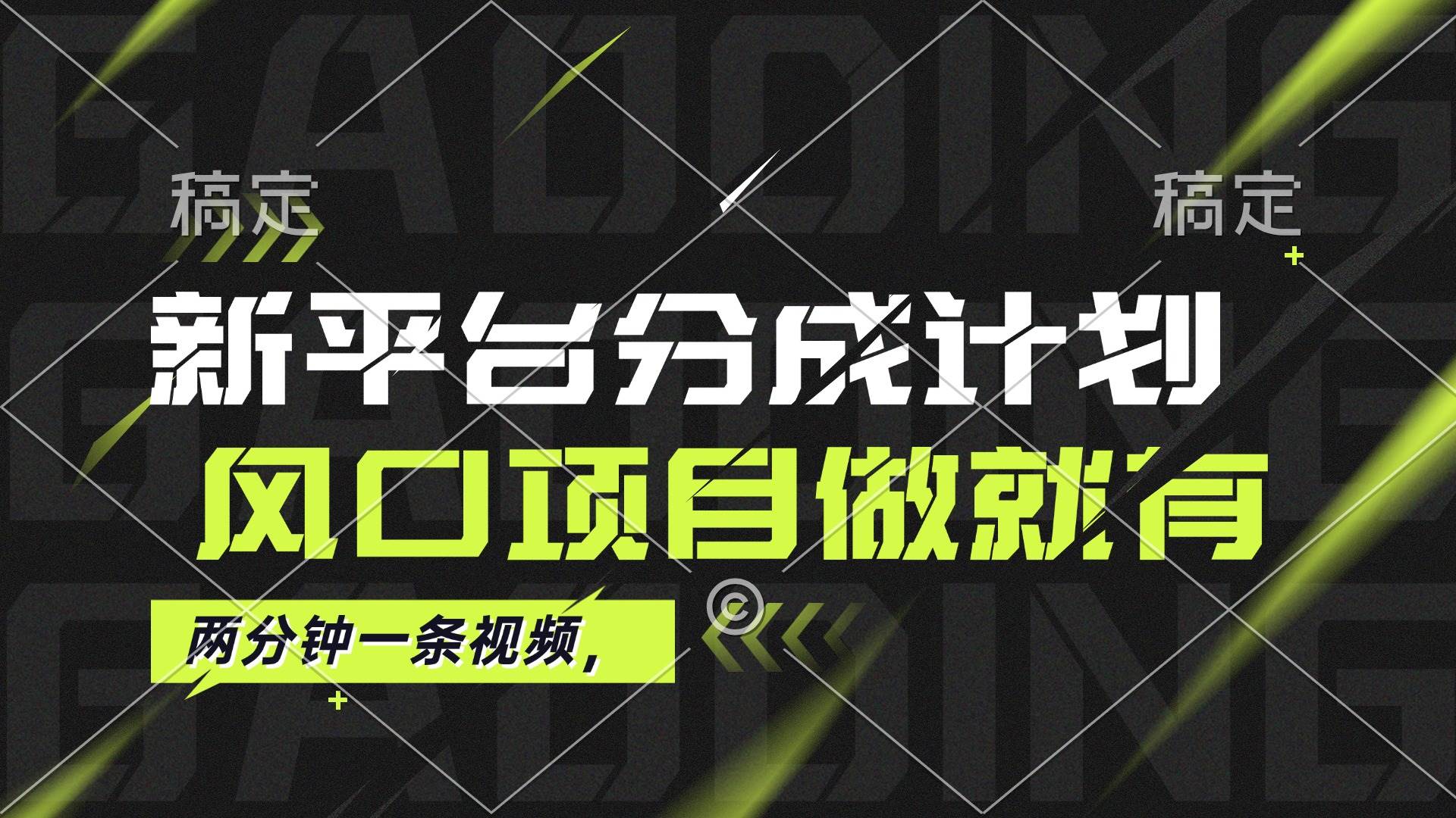 （12442期）最新平台分成计划，风口项目，单号月入10000+-领学通