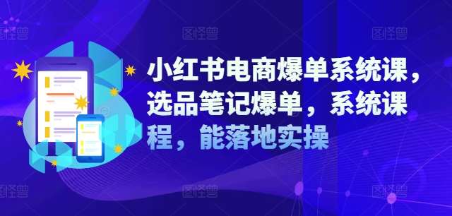 小红书电商爆单系统课，选品笔记爆单，系统课程，能落地实操-领学通