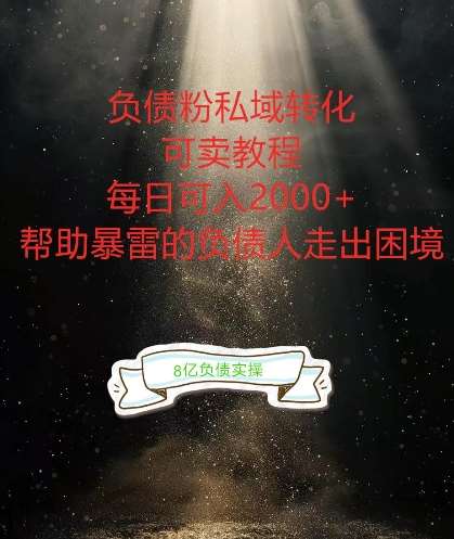 负债粉掘金计划，帮助负债者解决问题，债务规划，债务重组，最好的变现方式【揭秘】-领学通