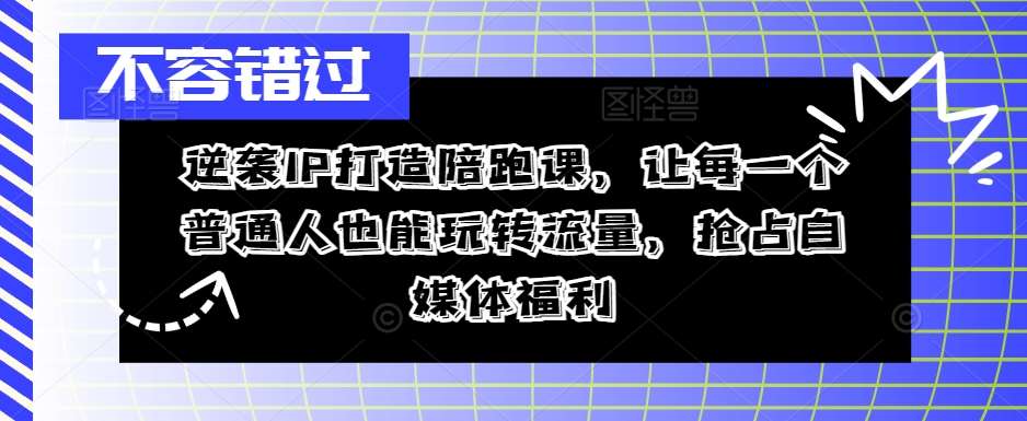 逆袭IP打造陪跑课，让每一个普通人也能玩转流量，抢占自媒体福利-领学通