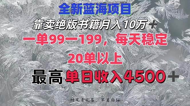 （12512期）靠卖绝版书籍月入10W+,一单99-199，一天平均20单以上，最高收益日入4500+-领学通