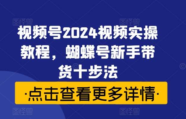 视频号2024视频实操教程，蝴蝶号新手带货十步法-领学通