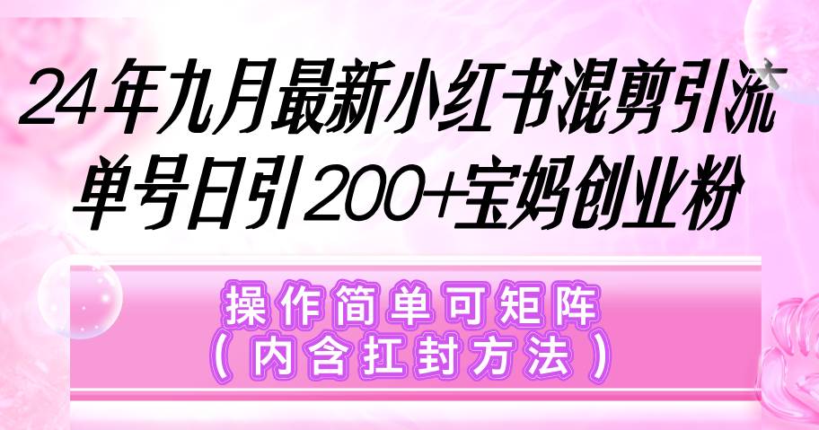 （12530期）小红书混剪引流，单号日引200+宝妈创业粉，操作简单可矩阵（内含扛封…-领学通