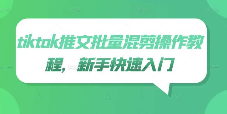 tiktok推文批量混剪操作教程，新手快速入门-领学通