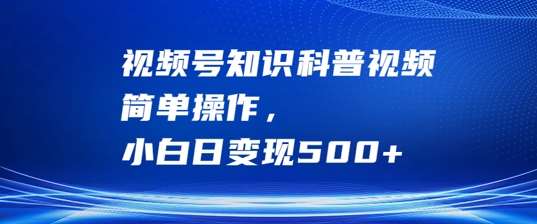 视频号知识科普视频，简单操作，小白日变现500+【揭秘】-领学通