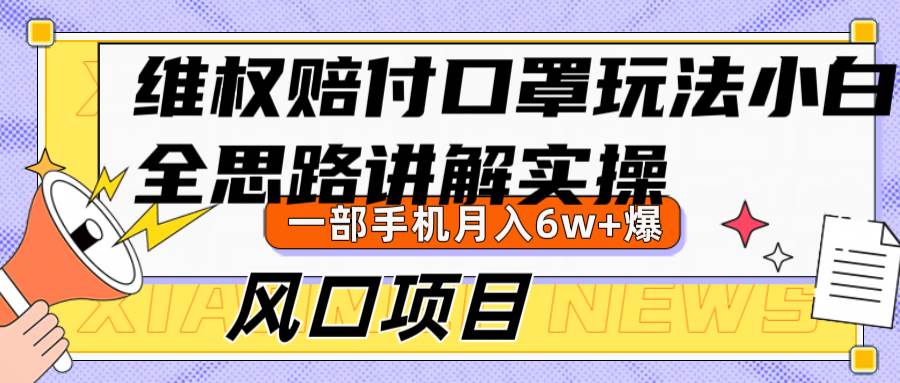维权赔付口罩玩法，小白也能月入6w+，风口项目实操-领学通