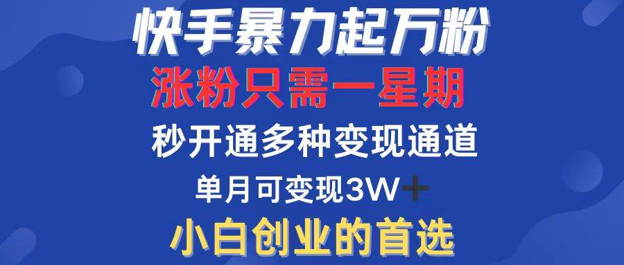 （12651期）快手暴力起万粉，涨粉只需一星期，多种变现模式，直接秒开万合，小白创…-领学通