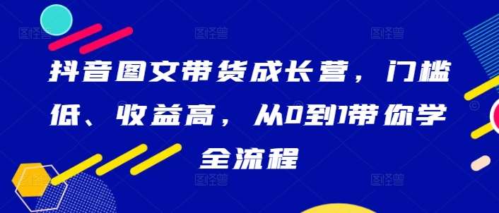 抖音图文带货成长营，门槛低、收益高，从0到1带你学全流程-领学通