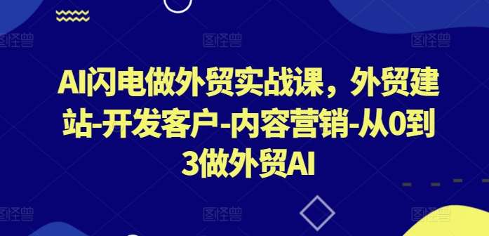 AI闪电做外贸实战课，​外贸建站-开发客户-内容营销-从0到3做外贸AI（更新）-领学通