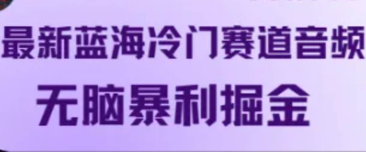最新蓝海冷门赛道音频，无脑暴利掘金-领学通
