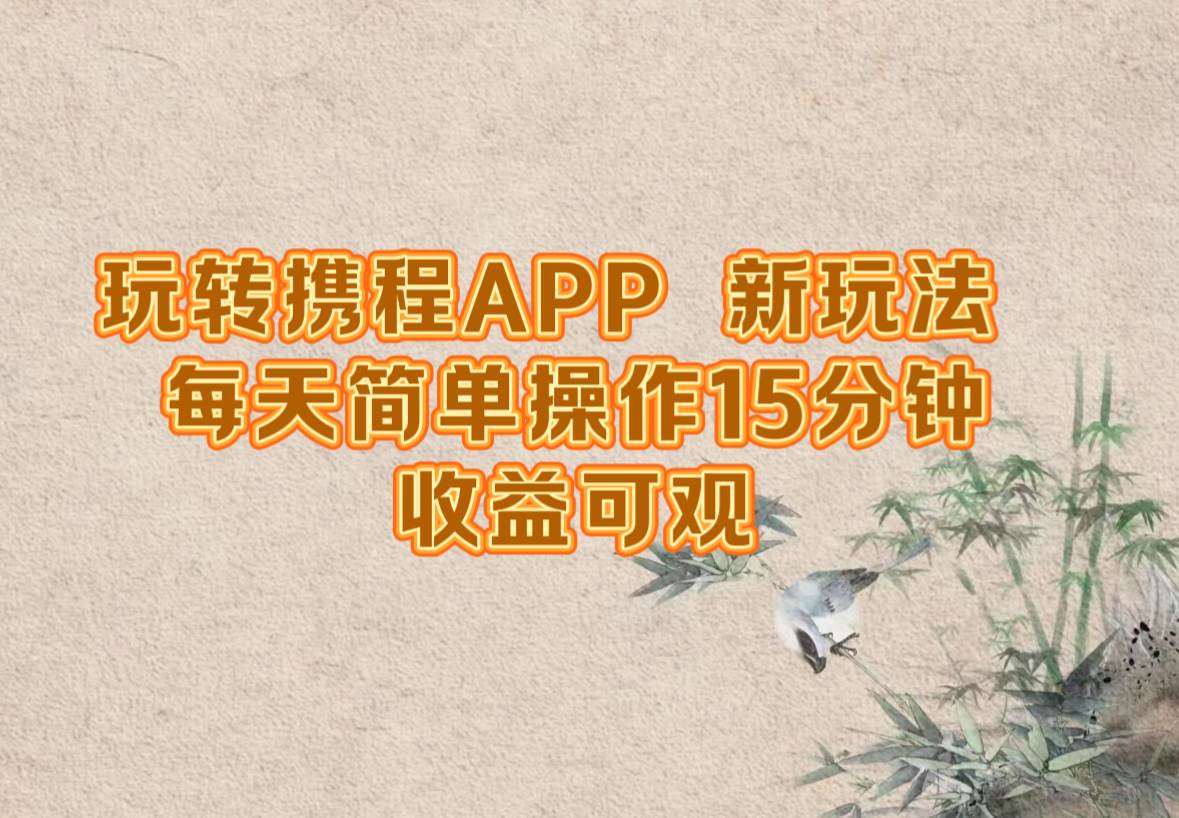 （12705期）玩转携程APP，新玩法，每天简单操作15分钟，收益可观-领学通