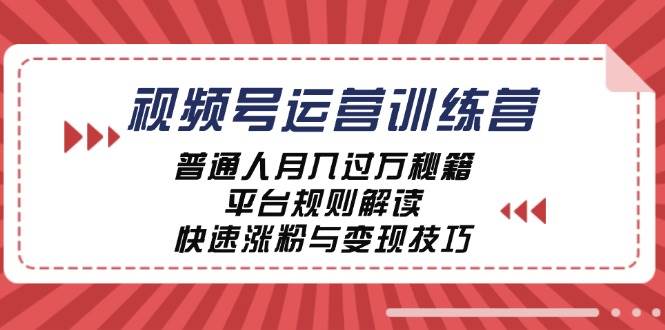 视频号运营训练营：普通人月入过万秘籍，平台规则解读，快速涨粉与变现-领学通