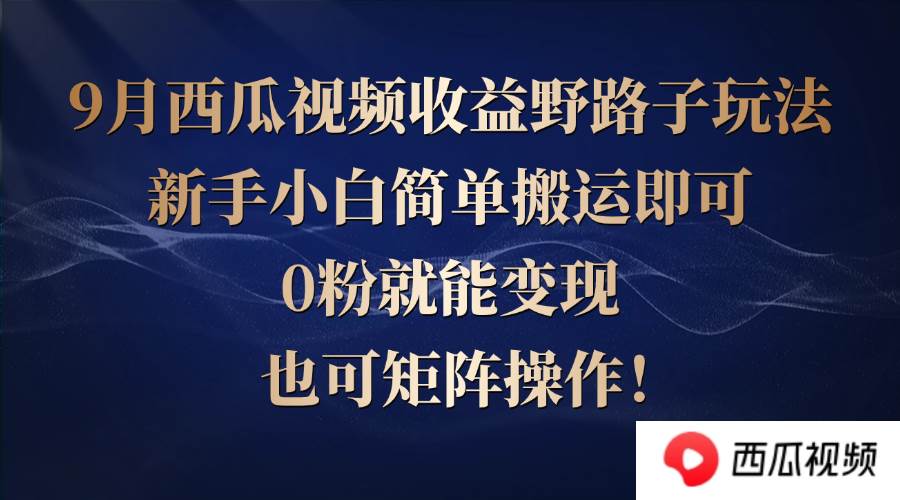 （12760期）西瓜视频收益野路子玩法，新手小白简单搬运即可，0粉就能变现，也可矩…-领学通