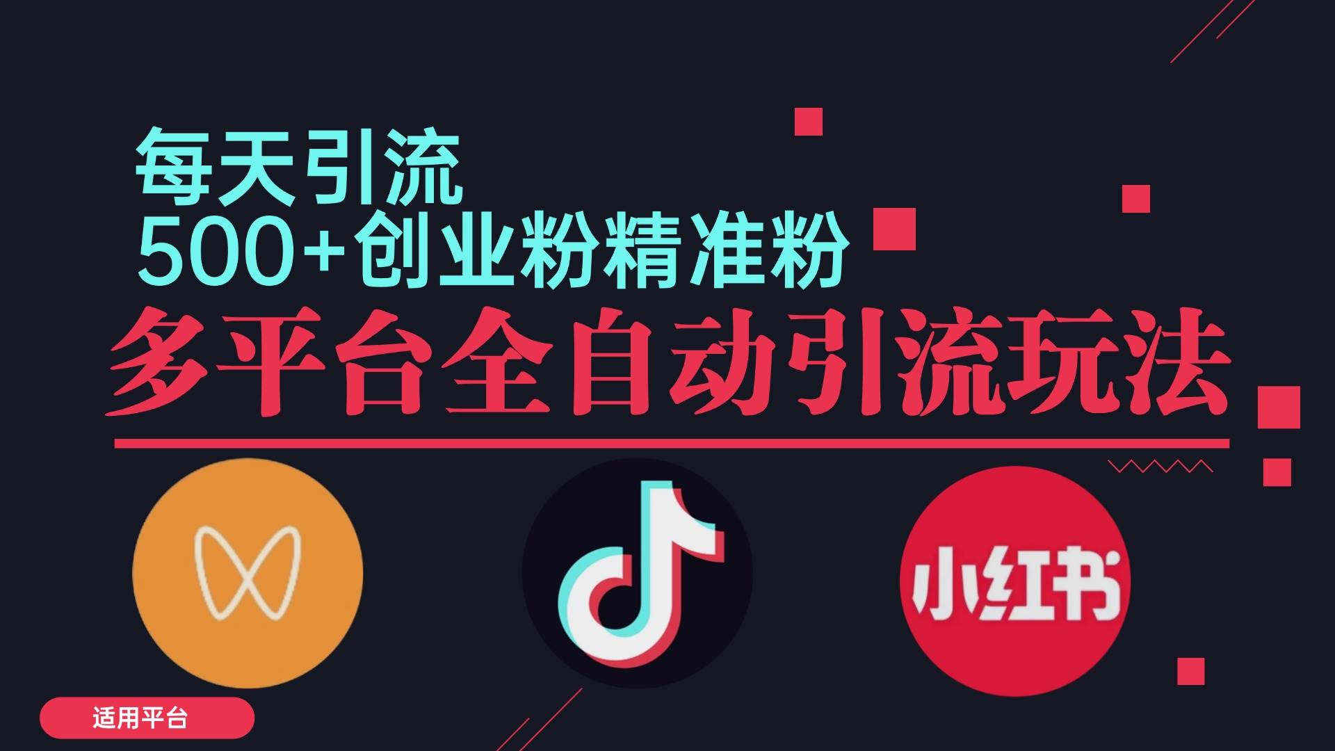 （12765期）小红书抖音视频号截流自热全平台引流打法，全自动引流【日引2000+精准…-领学通