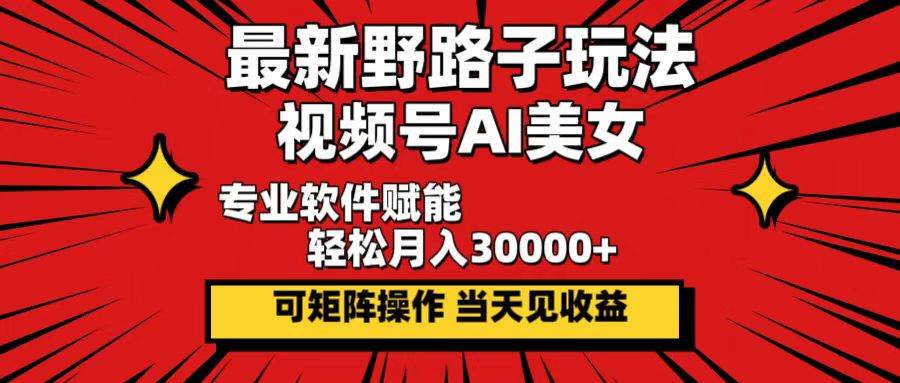 （12798期）最新野路子玩法，视频号AI美女，当天见收益，轻松月入30000＋-领学通