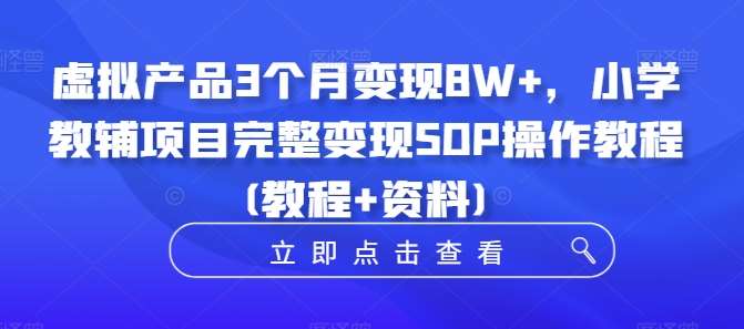 虚拟产品3个月变现8W+，小学教辅项目完整变现SOP操作教程(教程+资料)-领学通