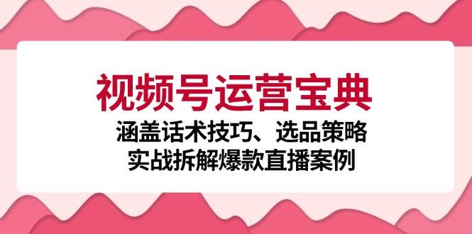 （12808期）视频号运营宝典：涵盖话术技巧、选品策略、实战拆解爆款直播案例-领学通