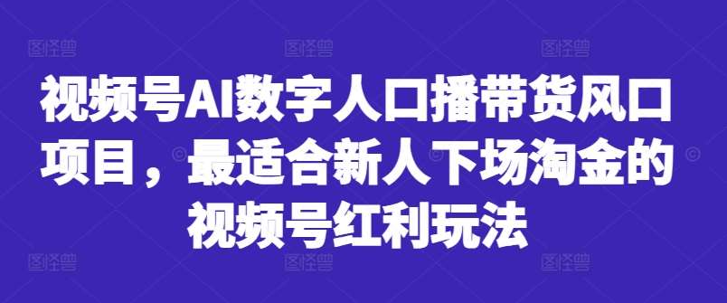 视频号AI数字人口播带货风口项目，最适合新人下场淘金的视频号红利玩法-领学通