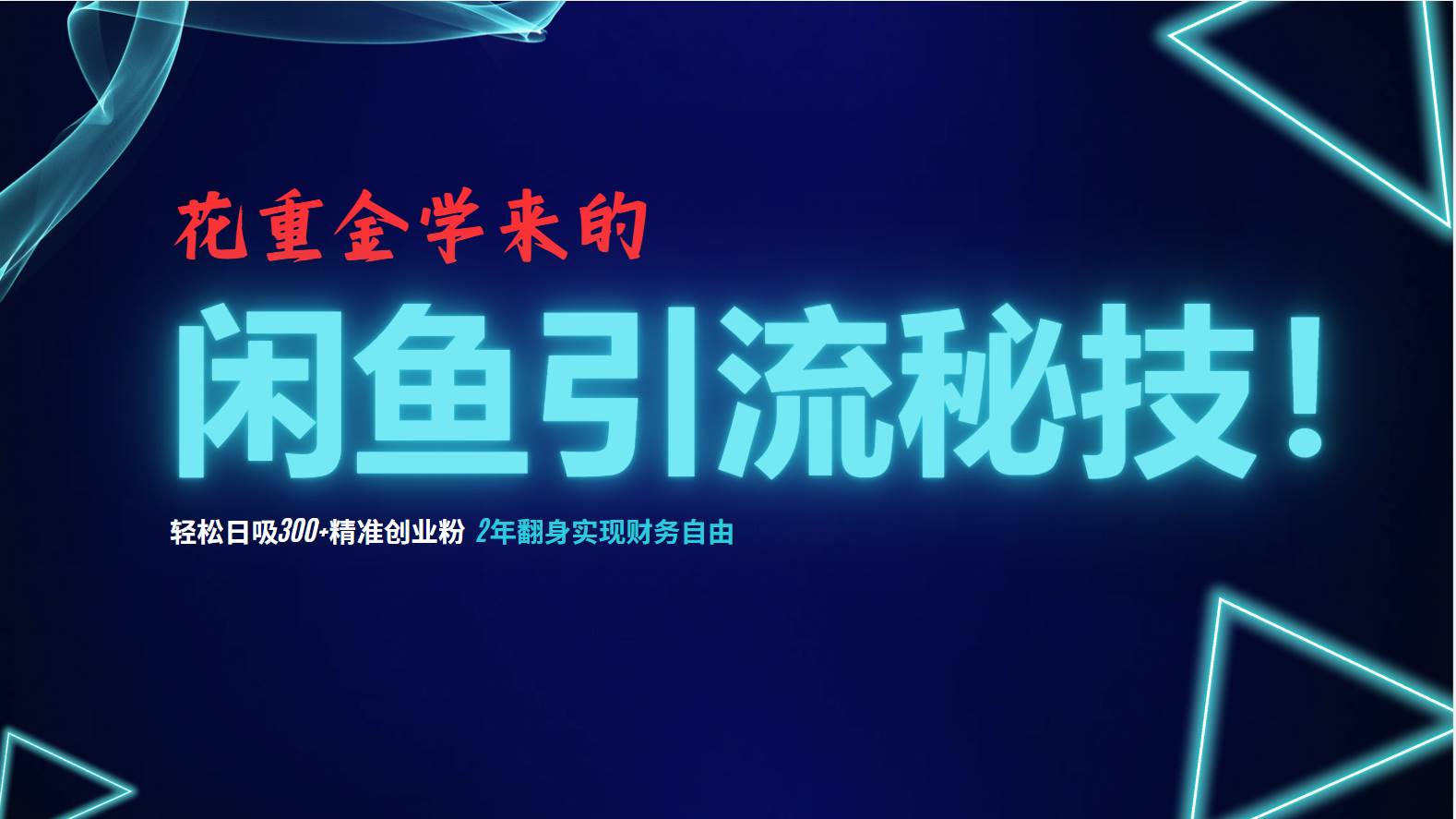 （12887期）花重金学来的闲鱼引流秘技！轻松日吸300+精准创业粉，每天躺赚5000+，2…-领学通