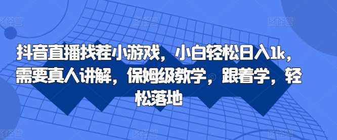 抖音直播找茬小游戏，小白轻松日入1k，需要真人讲解，保姆级教学，跟着学，轻松落地【揭秘】-领学通