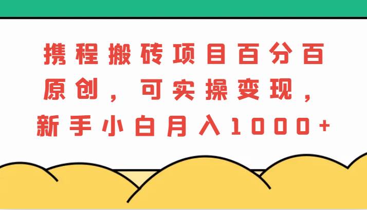 携程搬砖项目，百分百原创，可实操变现，新手小白月入1000+-领学通