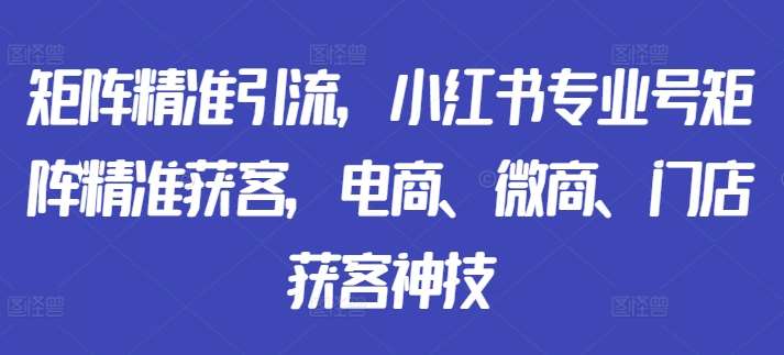 矩阵精准引流，小红书专业号矩阵精准获客，电商、微商、门店获客神技-领学通