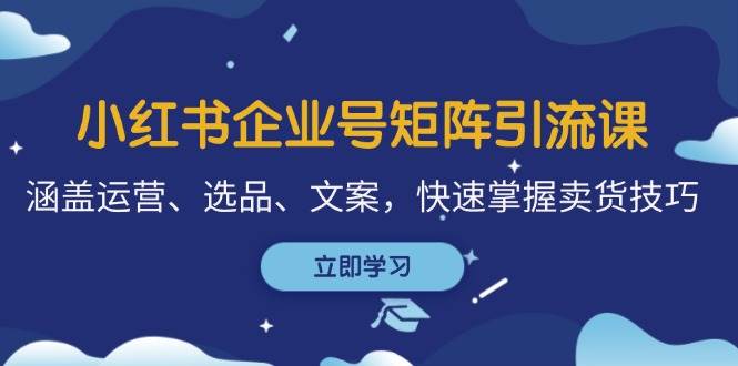 小红书企业号矩阵引流课，涵盖运营、选品、文案，快速掌握卖货技巧-领学通