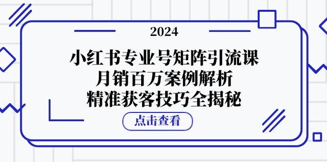 小红书专业号矩阵引流课，月销百万案例解析，精准获客技巧全揭秘-领学通