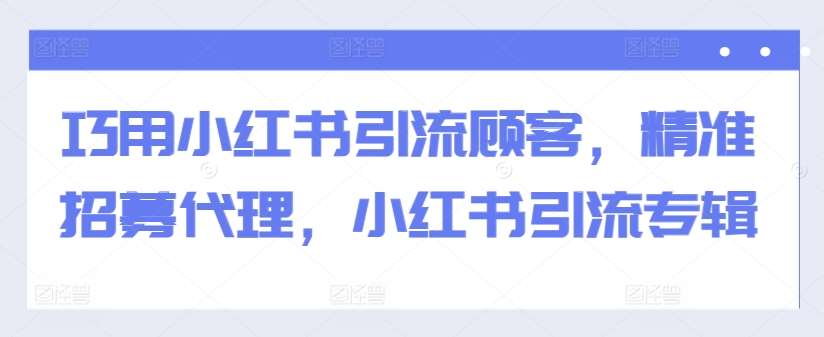 巧用小红书引流顾客，精准招募代理，小红书引流专辑-领学通