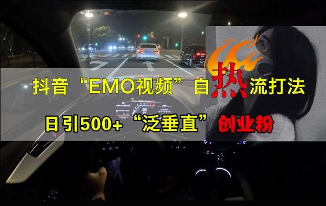 抖音EMO视频自热打法，日引500+“泛垂直”创业粉-领学通