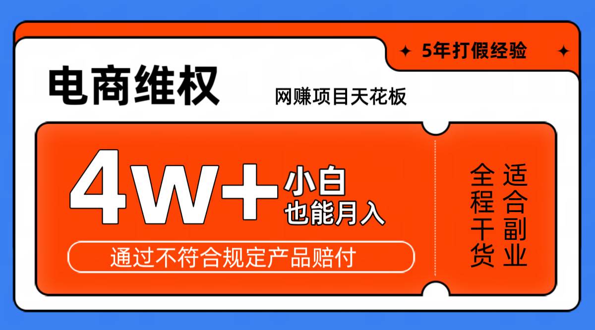 网赚项目天花板电商购物维权月收入稳定4w+独家玩法小白也能上手-领学通