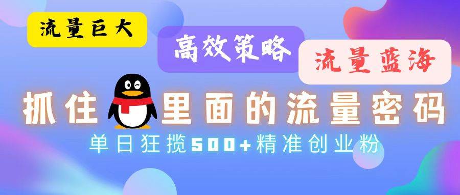 （13068期）流量蓝海，抓住QQ里面的流量密码！高效策略，单日狂揽500+精准创业粉-领学通
