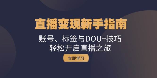 （13070期）直播变现新手指南：账号、标签与DOU+技巧，轻松开启直播之旅-领学通