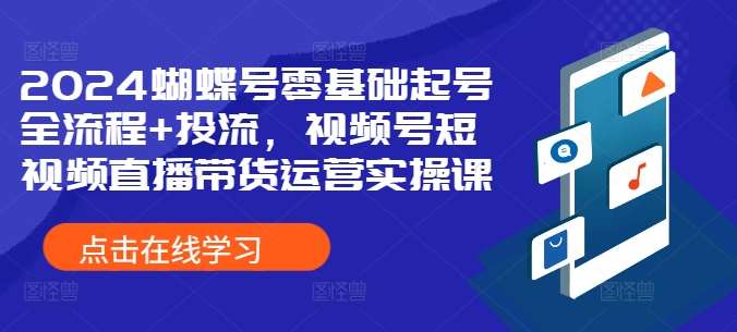 2024蝴蝶号零基础起号全流程+投流，视频号短视频直播带货运营实操课-领学通