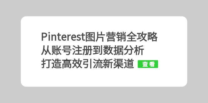 （13097期）Pinterest图片营销全攻略：从账号注册到数据分析，打造高效引流新渠道-领学通