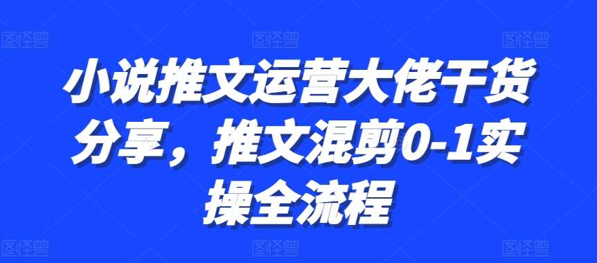 小说推文运营大佬干货分享，推文混剪0-1实操全流程-领学通