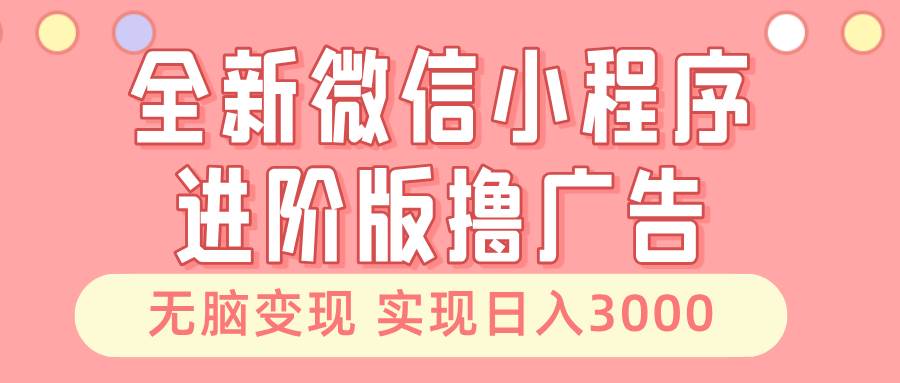 （13197期）全新微信小程序进阶版撸广告 无脑变现睡后也有收入 日入3000＋-领学通