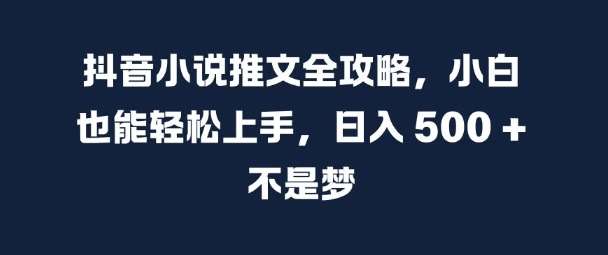 抖音小说推文全攻略，小白也能轻松上手，日入 5张+ 不是梦【揭秘】-领学通