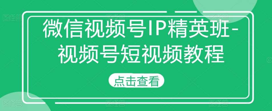 微信视频号IP精英班-视频号短视频教程-领学通
