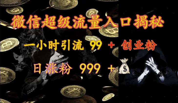 微信超级流量入口揭秘：一小时引流 99 + 创业粉，日涨粉 999 +-领学通
